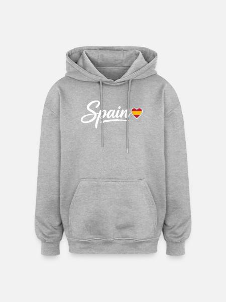 Spain Script with Heart Flag Patriotic - Oversized Unisex Hoodie -