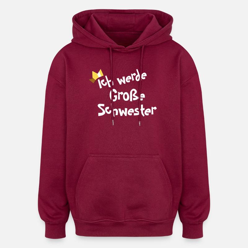Ich werde Große Schwester - Oversized Unisex Hoodie - Burgunderrot