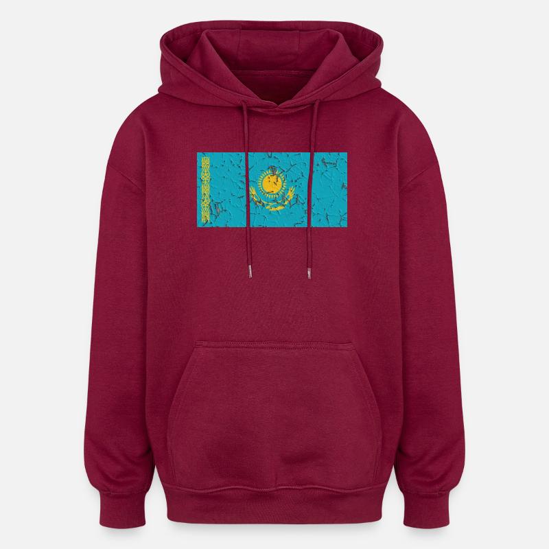 Flagge Kasachstan - Oversized Unisex Hoodie - Burgunderrot