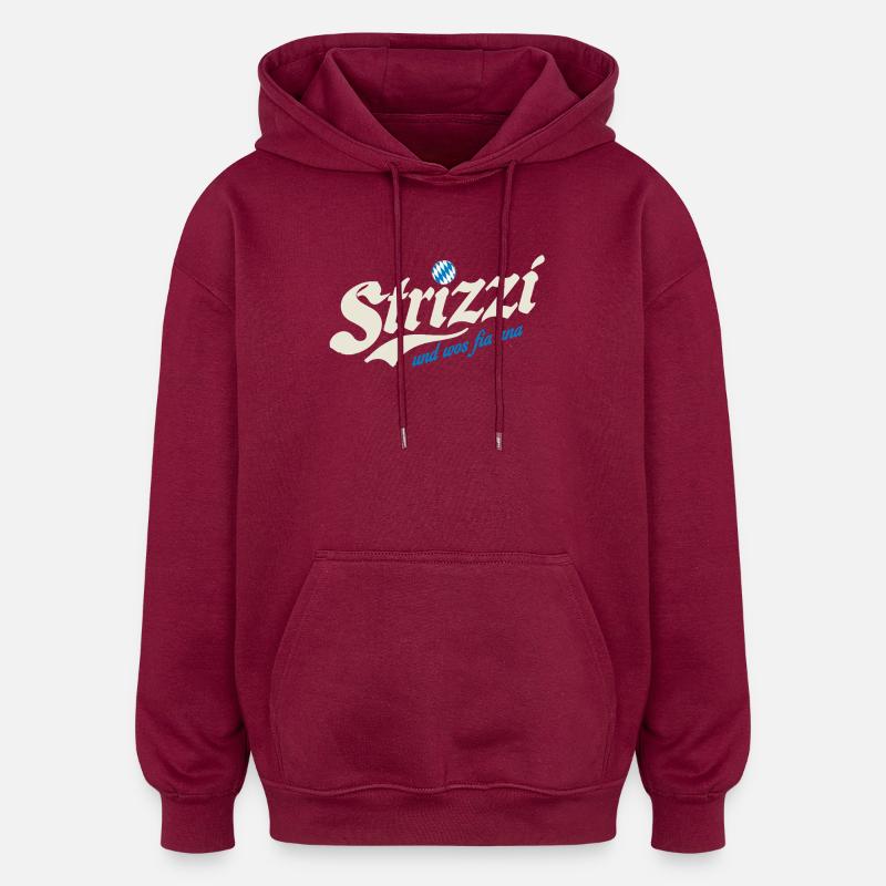 BAirischer Lausbua! - Oversized Unisex Hoodie - Burgunderrot
