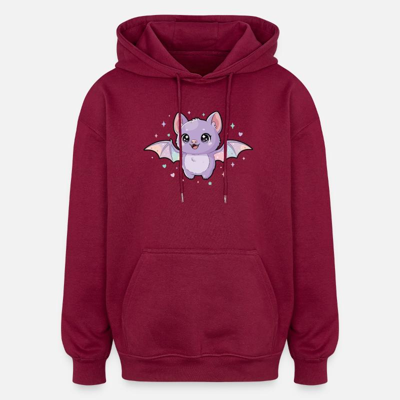 Chauve-souris violette aux ailes arc-en-ciel - Sweat à capuche oversize unisexe - bordeaux