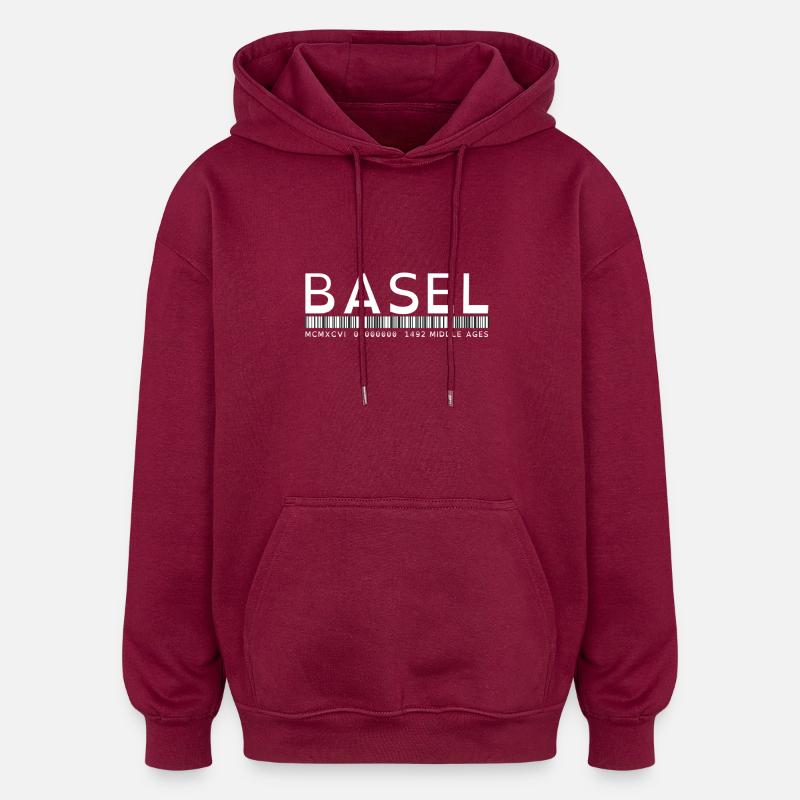 BÂLE - Sweat à capuche oversize unisexe - bordeaux