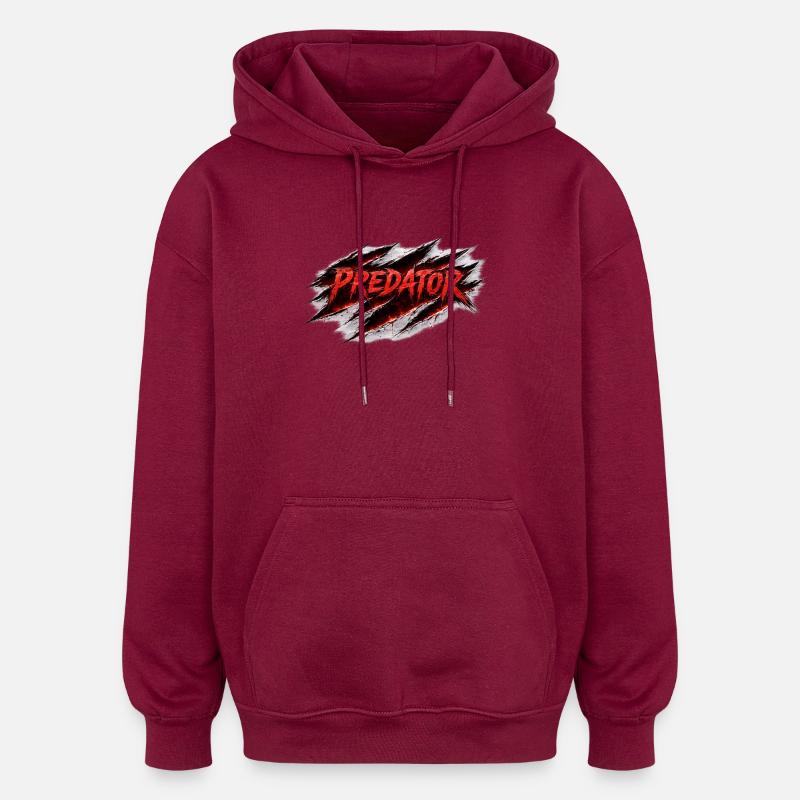 Predator Scratch Retro Style - Oversized Unisex Hoodie - burgundy