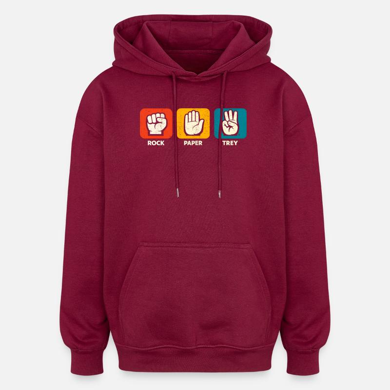 Rock Paper Trey 3 Pointer Basketball - Oversized Unisex Hoodie - Burgunderrot