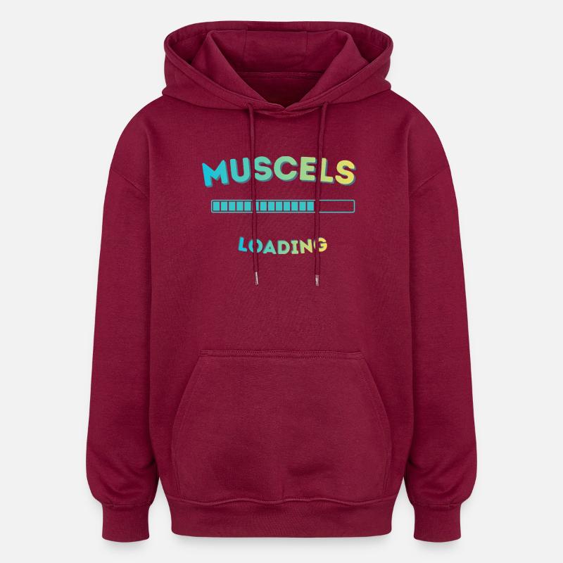 Muscle Loading Bar Graph - Oversized Unisex Hoodie - burgundy