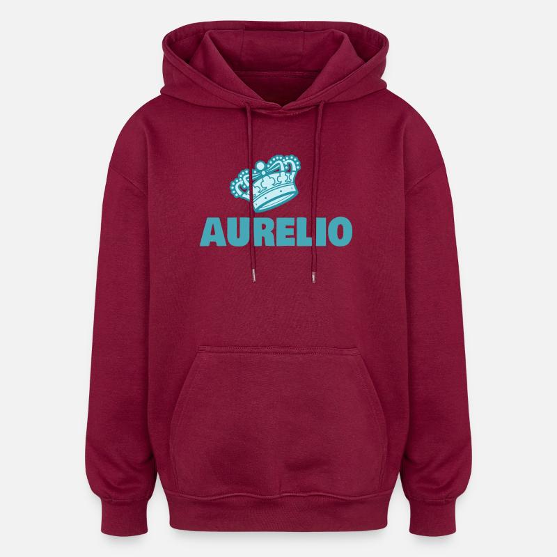 Cadeau pour Aurelio - Sweat à capuche oversize unisexe - bordeaux