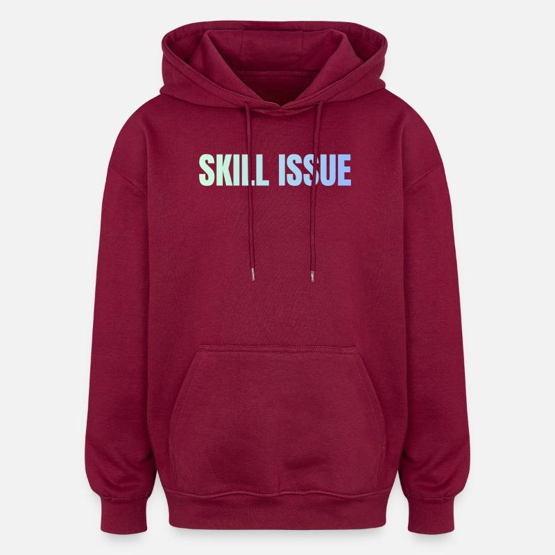Skill Issue Gradient - Oversized Unisex Hoodie - Burgunderrot