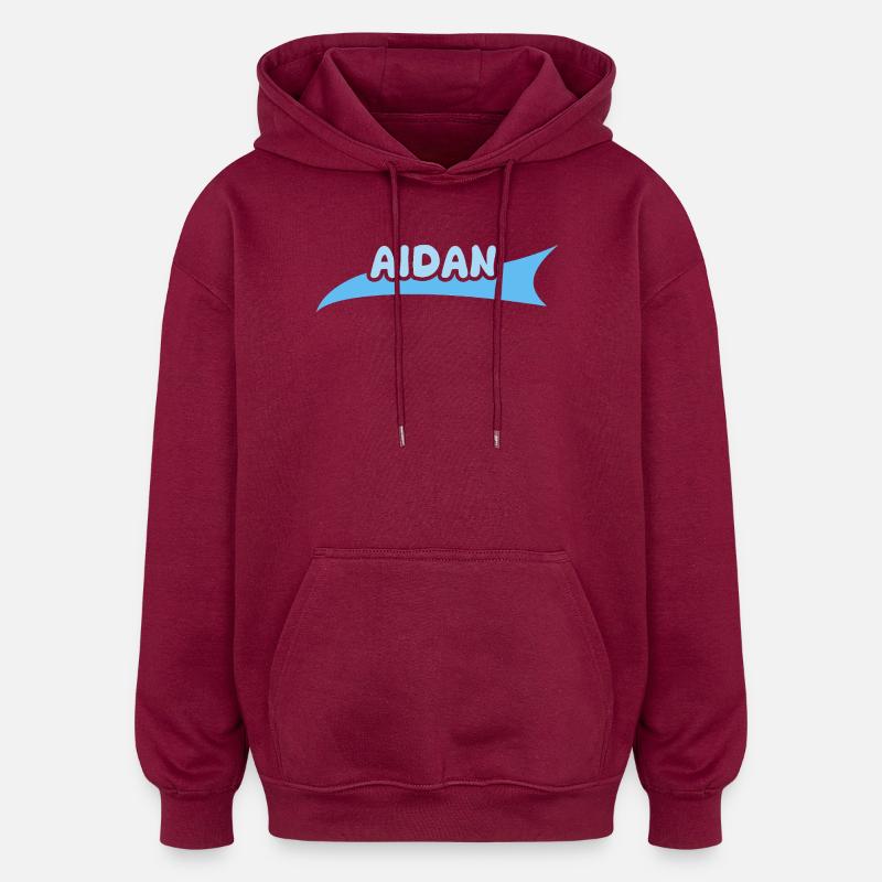 Gift for Aidan - Oversized Unisex Hoodie - burgundy