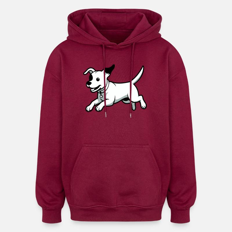 Verspielter Hund-Cartoon - Oversized Unisex Hoodie - Burgunderrot