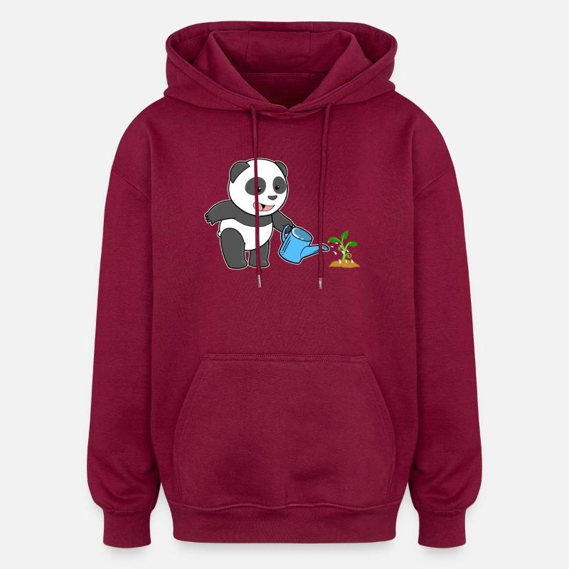 Arrosoir pour jardinier panda panda - Sweat à capuche oversize unisexe - bordeaux