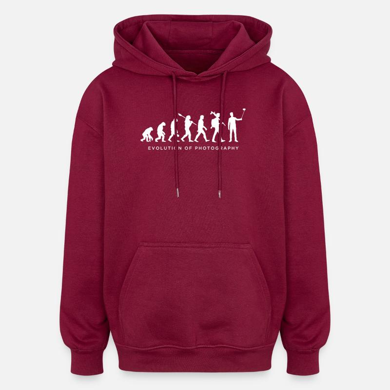 Évolution de la photographie - Sweat à capuche oversize unisexe - bordeaux