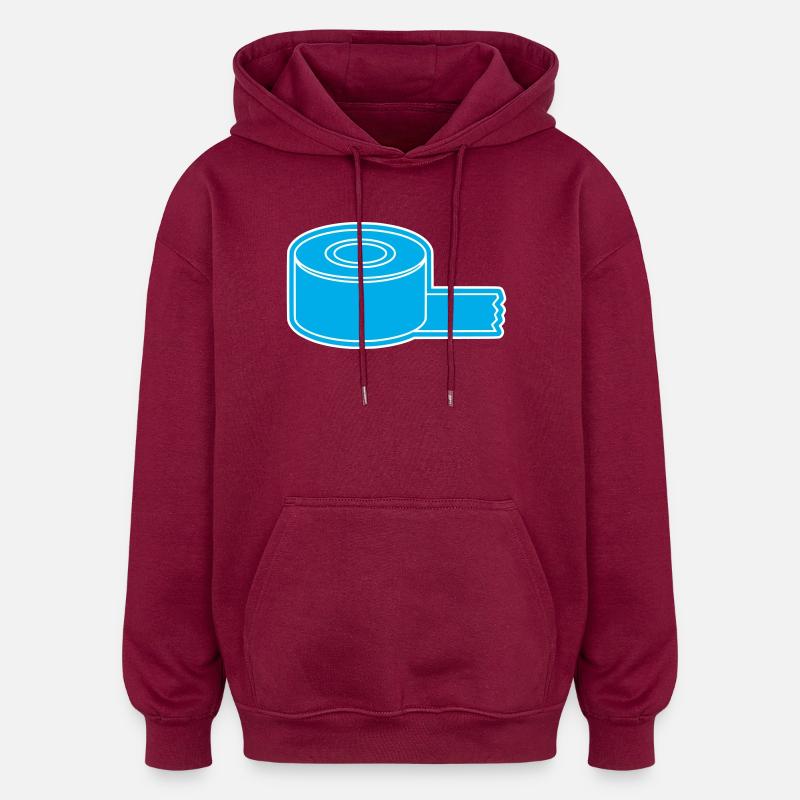 Contour du rouleau de ruban adhésif - Sweat à capuche oversize unisexe - bordeaux