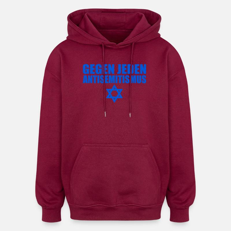 Gegen jeden Antisemitismus - Oversized Unisex Hoodie - Burgunderrot