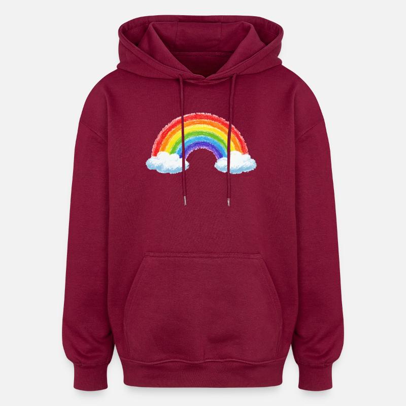 Rainbow over clouds - Oversized Unisex Hoodie - burgundy