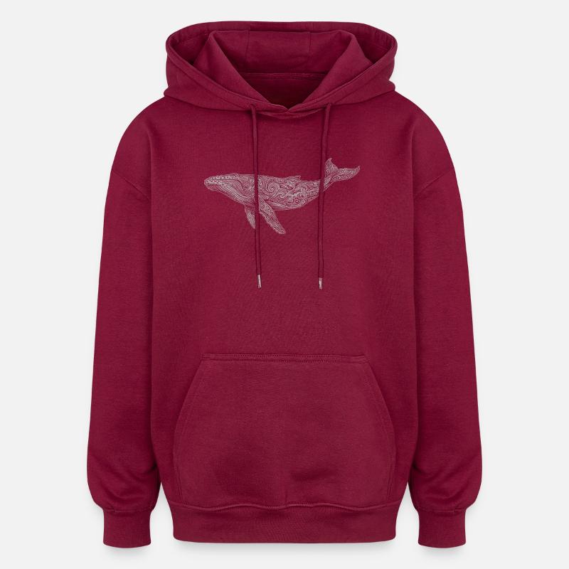 Baleine à bosse - Sweat à capuche oversize unisexe - bordeaux