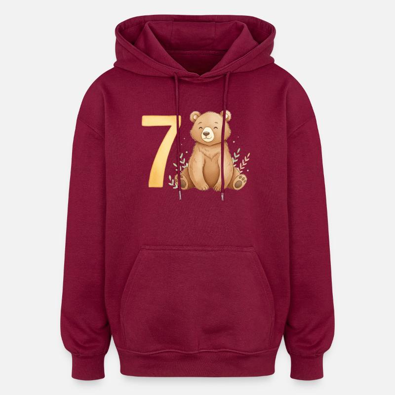 Ours aquarelle avec tamis - Sweat à capuche oversize unisexe - bordeaux