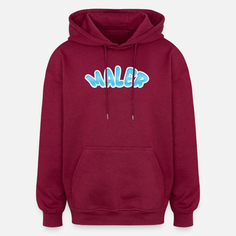 WALER Bubble-Style Blue Design - Oversized Unisex Hoodie - burgundy