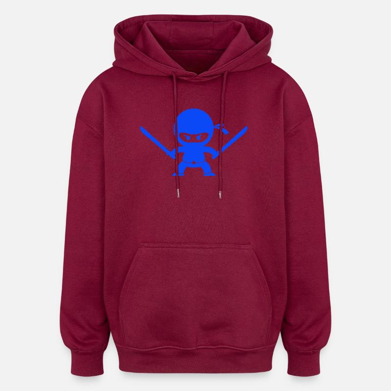 Ninja bleu avec deux épées - Sweat à capuche oversize unisexe - bordeaux