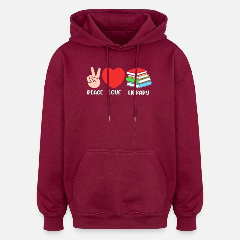 Bogorm Bibliotek Læsning Bogorm - Oversize unisex hoodie - burgunder-rød