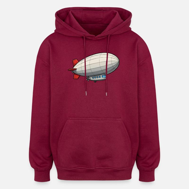 Luftschiff Cartoon Zeppelin - Oversized Unisex Hoodie - Burgunderrot