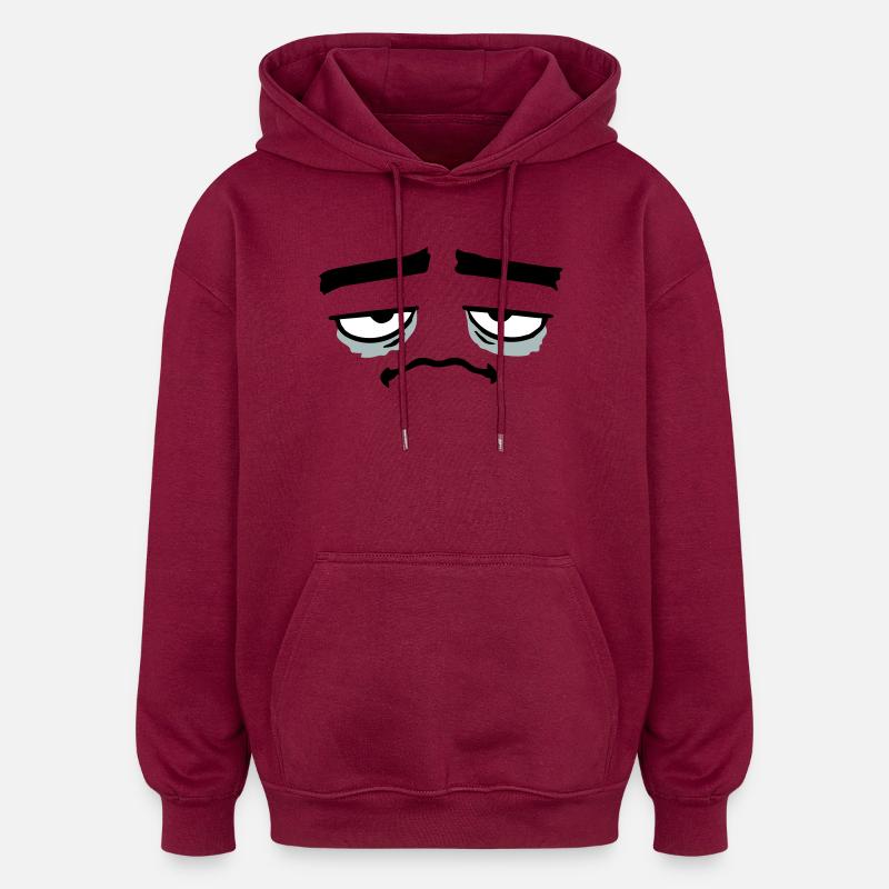 Grumpy sad disappointed face funny - Oversized Unisex Hoodie - burgundy