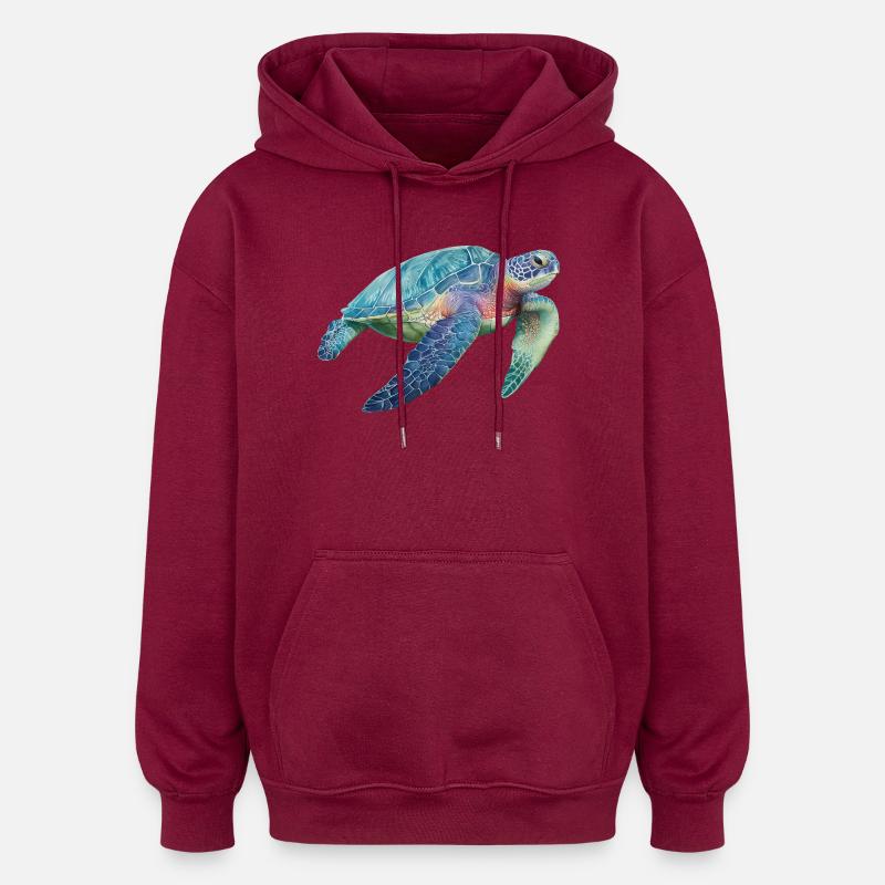 Tortue - Sweat à capuche oversize unisexe - bordeaux