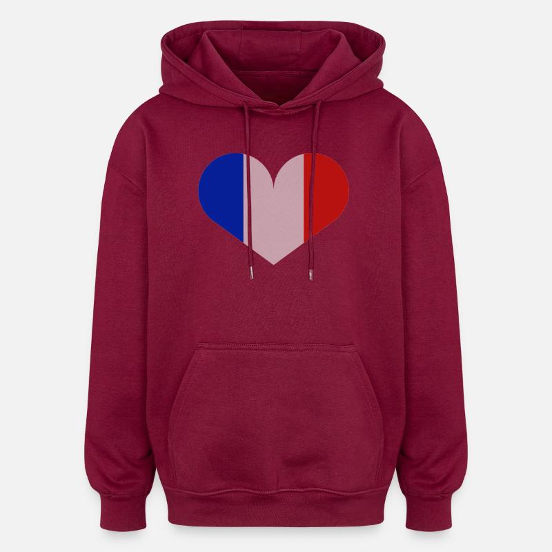 Drapeau français - Sweat à capuche oversize unisexe - bordeaux