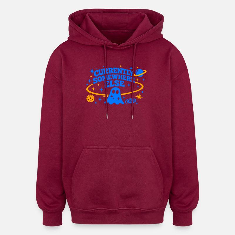 CURRENTLY SOMEWHERE ELSE - Oversized Unisex Hoodie - burgundy