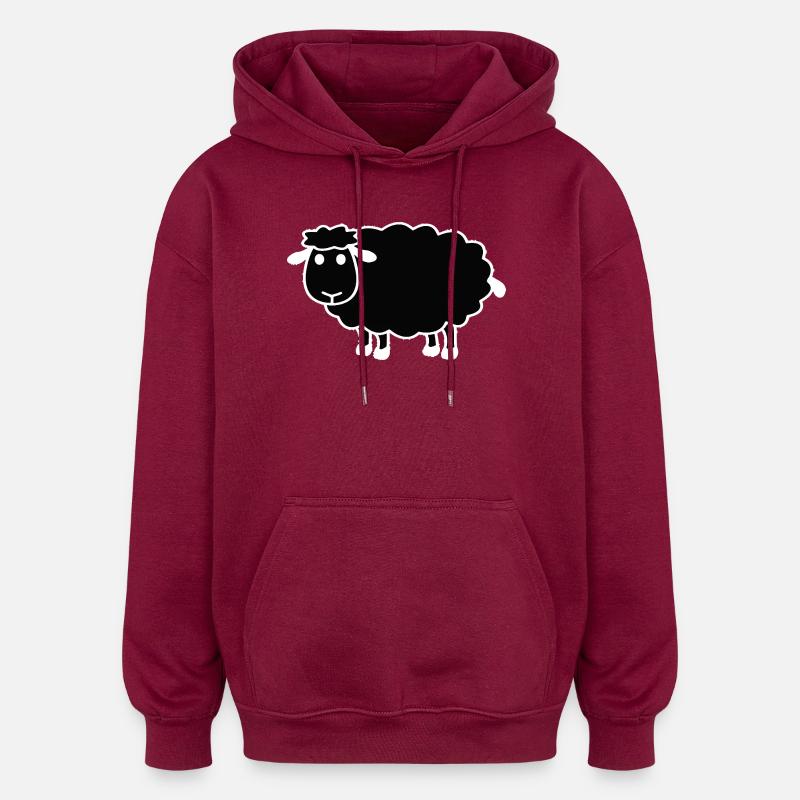 Minimalistische Schwarze Schaf-Silhouette - Oversized Unisex Hoodie - Burgunderrot