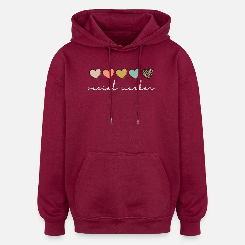Herzliches Sozialarbeiter-Skript - Oversized Unisex Hoodie - Burgunderrot