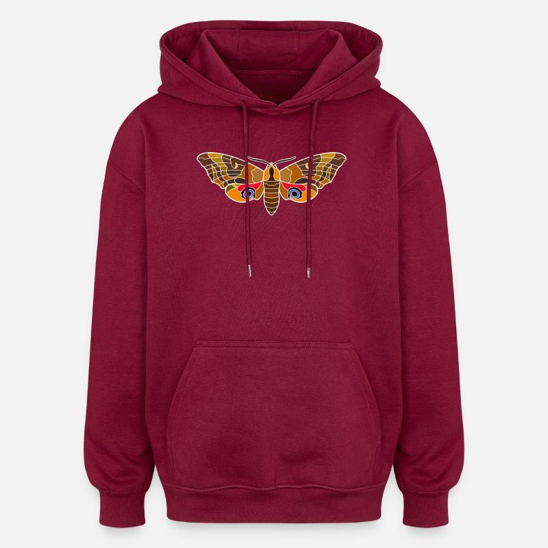 Evening peacock - Oversized Unisex Hoodie - burgundy