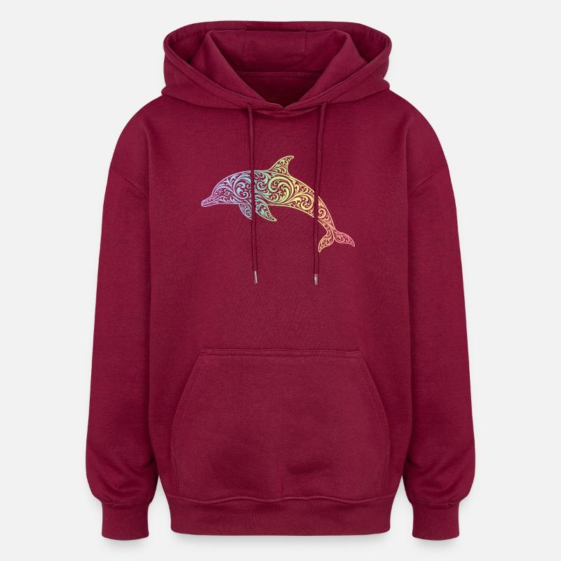 Dauphin - Sweat à capuche oversize unisexe - bordeaux