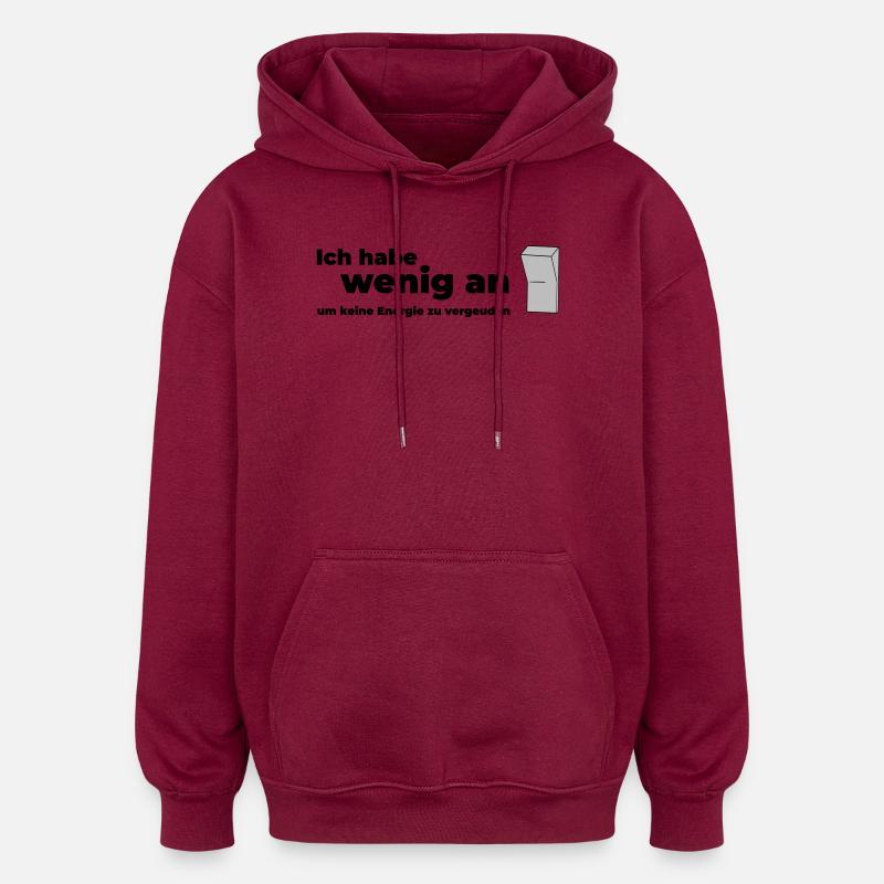 WENIG AN - Oversized Unisex Hoodie - Burgunderrot