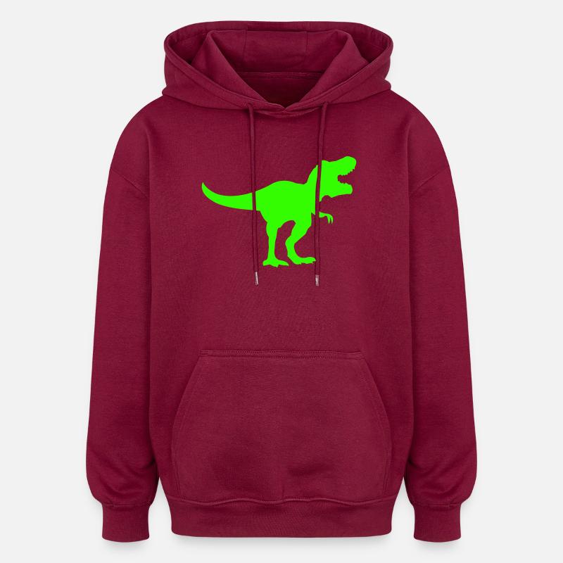 Silhouette de Dino Rex Vert - Sweat à capuche oversize unisexe - bordeaux