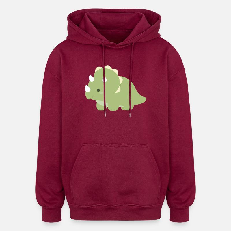 Charme Tricératops d’Émeraude - Sweat à capuche oversize unisexe - bordeaux