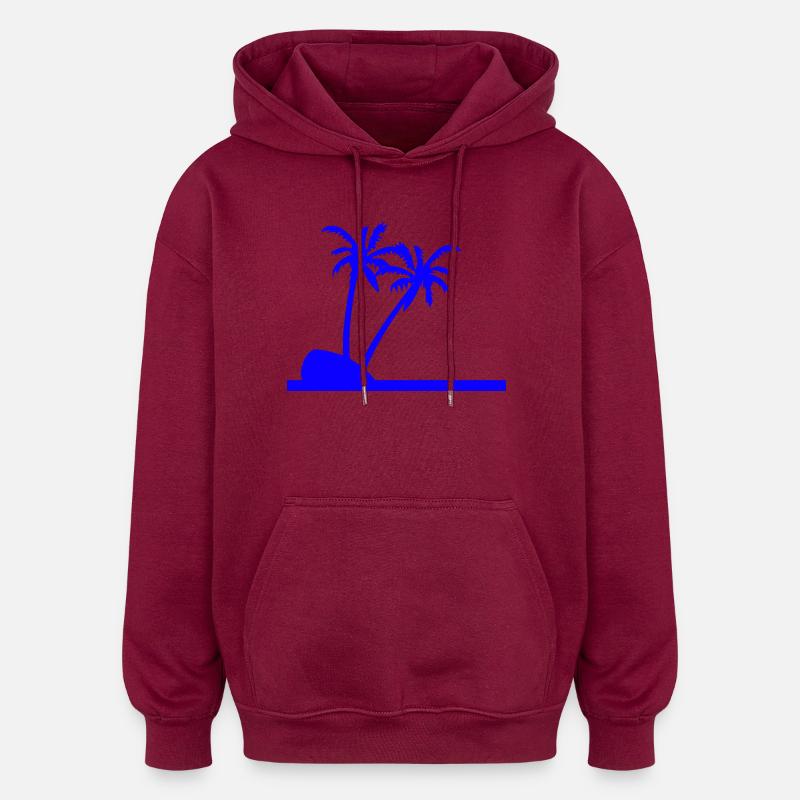 Palmen - Oversized Unisex Hoodie - Burgunderrot