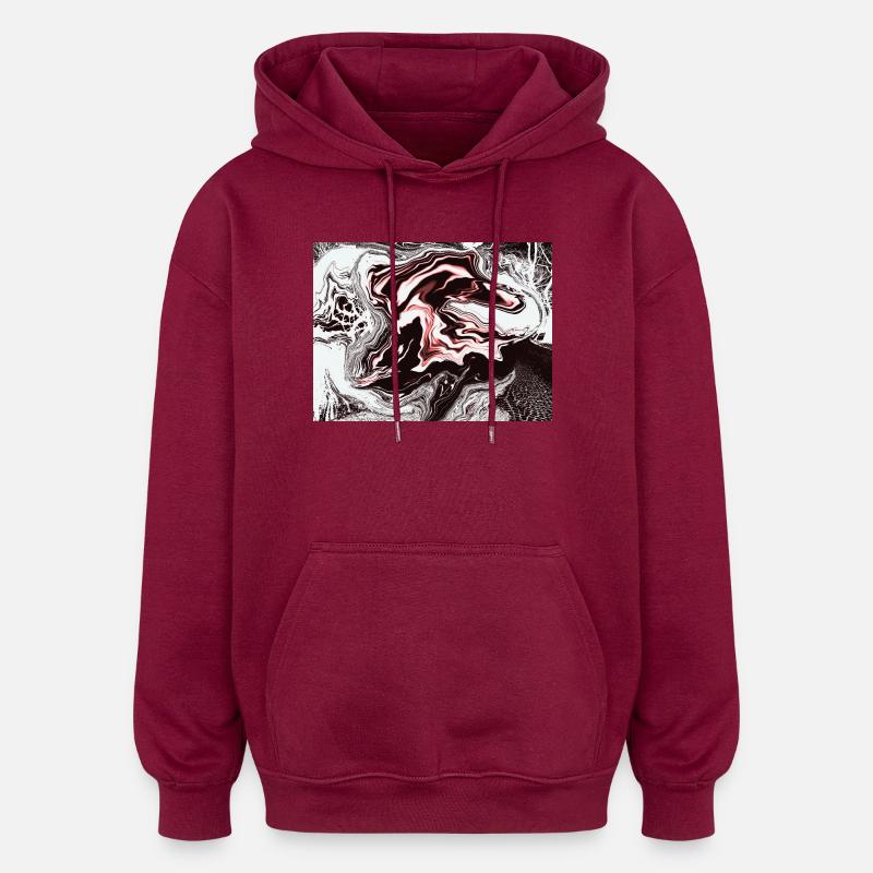 Tourbillon de marbre cramoisi - Sweat à capuche oversize unisexe - bordeaux