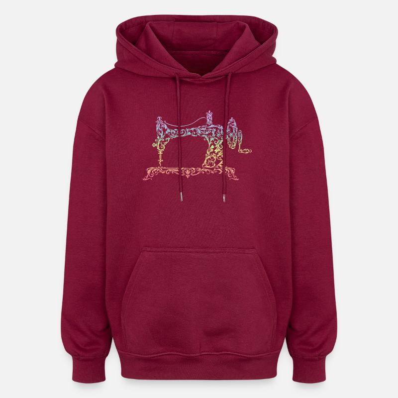 machine à coudre - Sweat à capuche oversize unisexe - bordeaux
