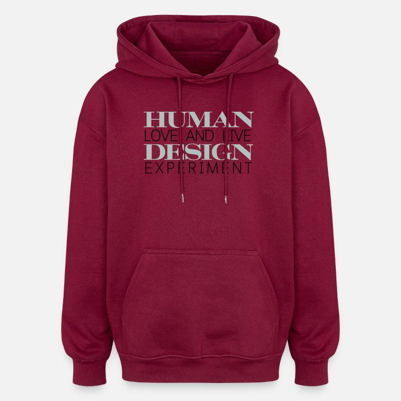 HUMAN DESIGN Experiment leben - Oversized Unisex Hoodie - Burgunderrot