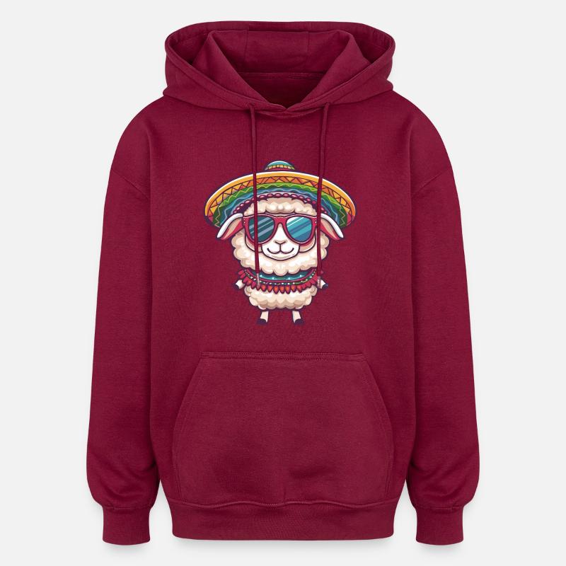 Schaf Comic Lustig Sombrero - Oversized Unisex Hoodie - Burgunderrot