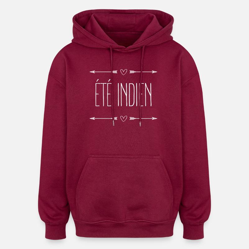 Été Indien - Sweat à capuche oversize unisexe - bordeaux