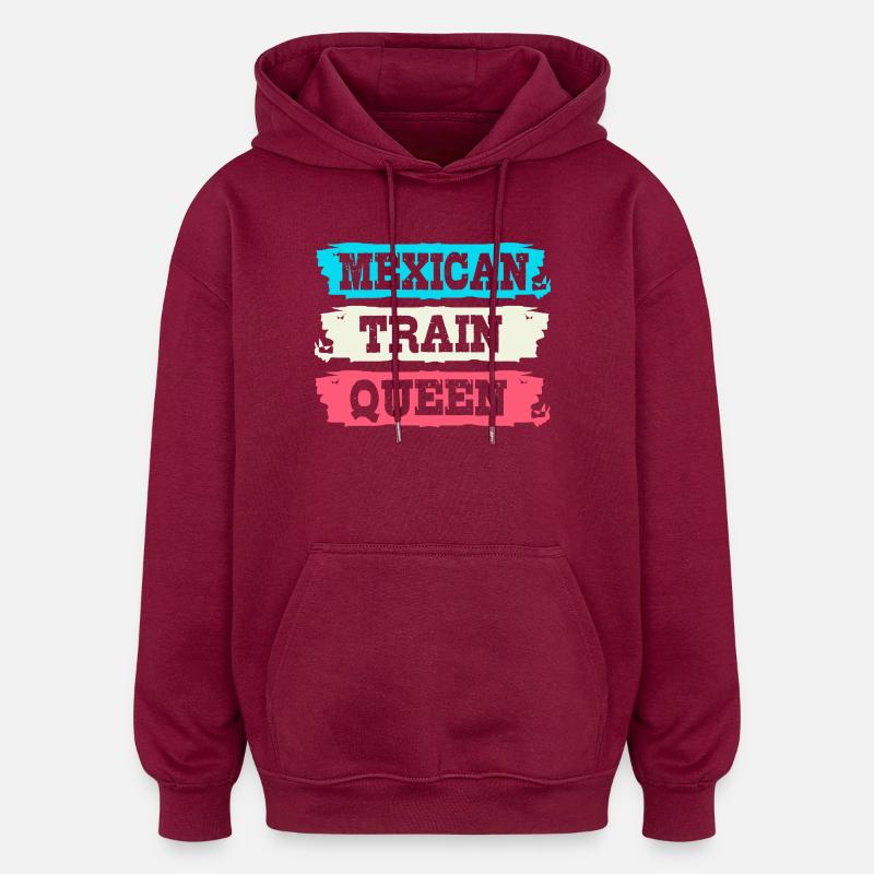 Train domino mexicain - Sweat à capuche oversize unisexe - bordeaux