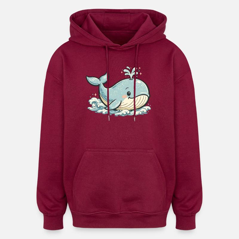 Kleiner Blauwal Spritztier - Oversized Unisex Hoodie - Burgunderrot