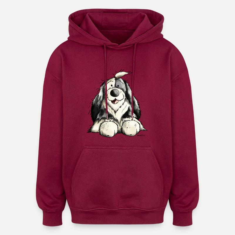 Mignon Bobtail Chien - Sweat à capuche oversize unisexe - bordeaux