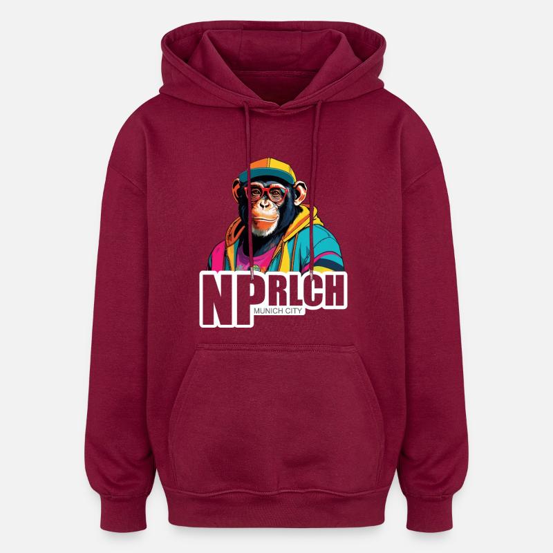 Munich Neuperlach - completely chilled different! - Oversized Unisex Hoodie - burgundy