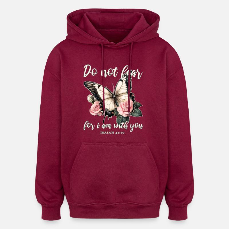 Versets bibliques Papillon chrétien - Sweat à capuche oversize unisexe - bordeaux