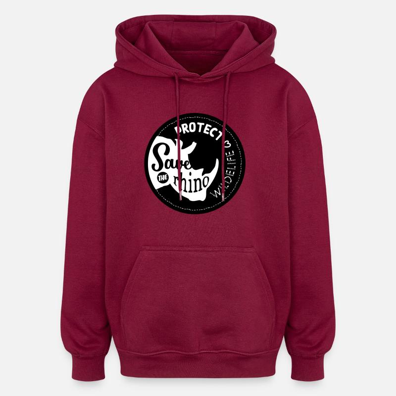 Save rhino, protect wildelife 2 - Sweat à capuche oversize unisexe - bordeaux
