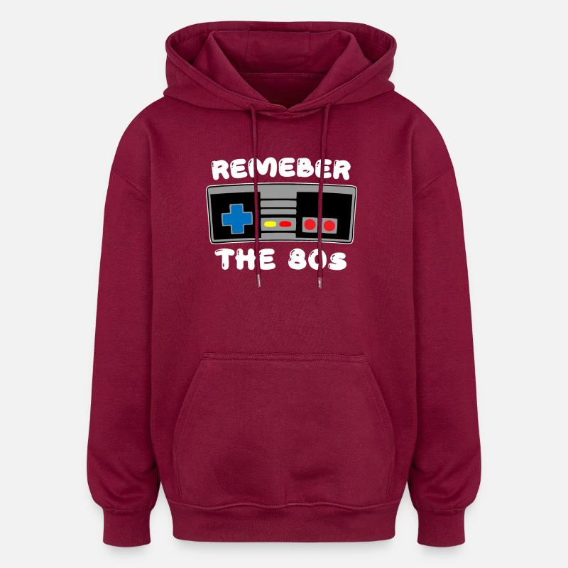 Souviens-toi des années 80 - Sweat à capuche oversize unisexe - bordeaux