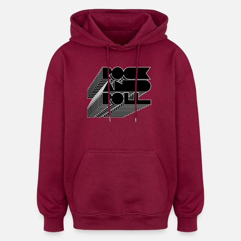 Lignes Rock Roll - Sweat à capuche oversize unisexe - bordeaux