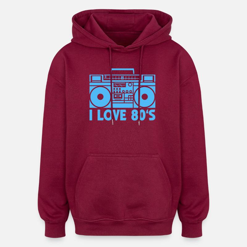80er Boombox Statement - Oversized Unisex Hoodie - Burgunderrot